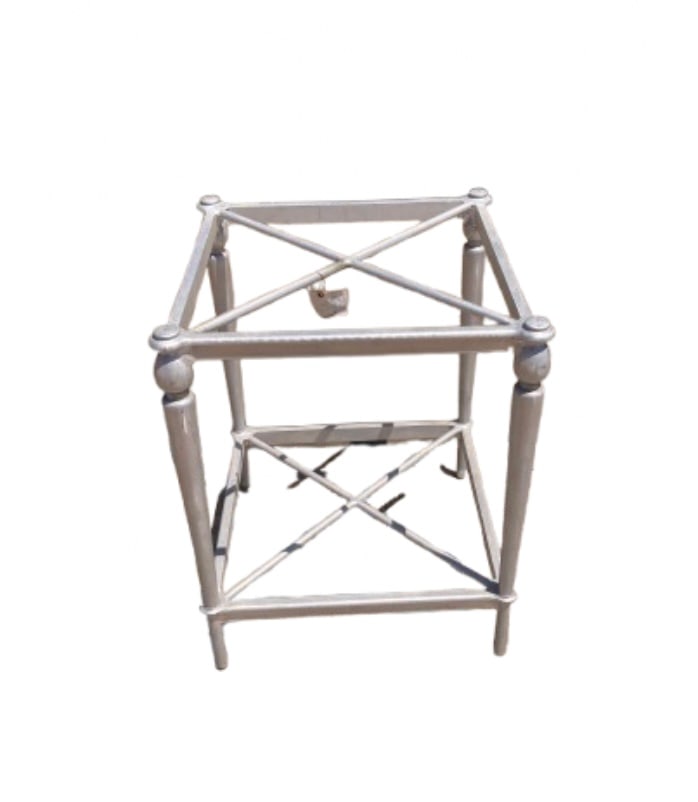 Michael Taylor Newport Patio Dining Table Pedestal: 22"W x 22"D x 28"H Michael Taylor Newport Patio Dining Table Pedestal alluminum frame ready to be finished no top. Pick up address Perris, CA 92570