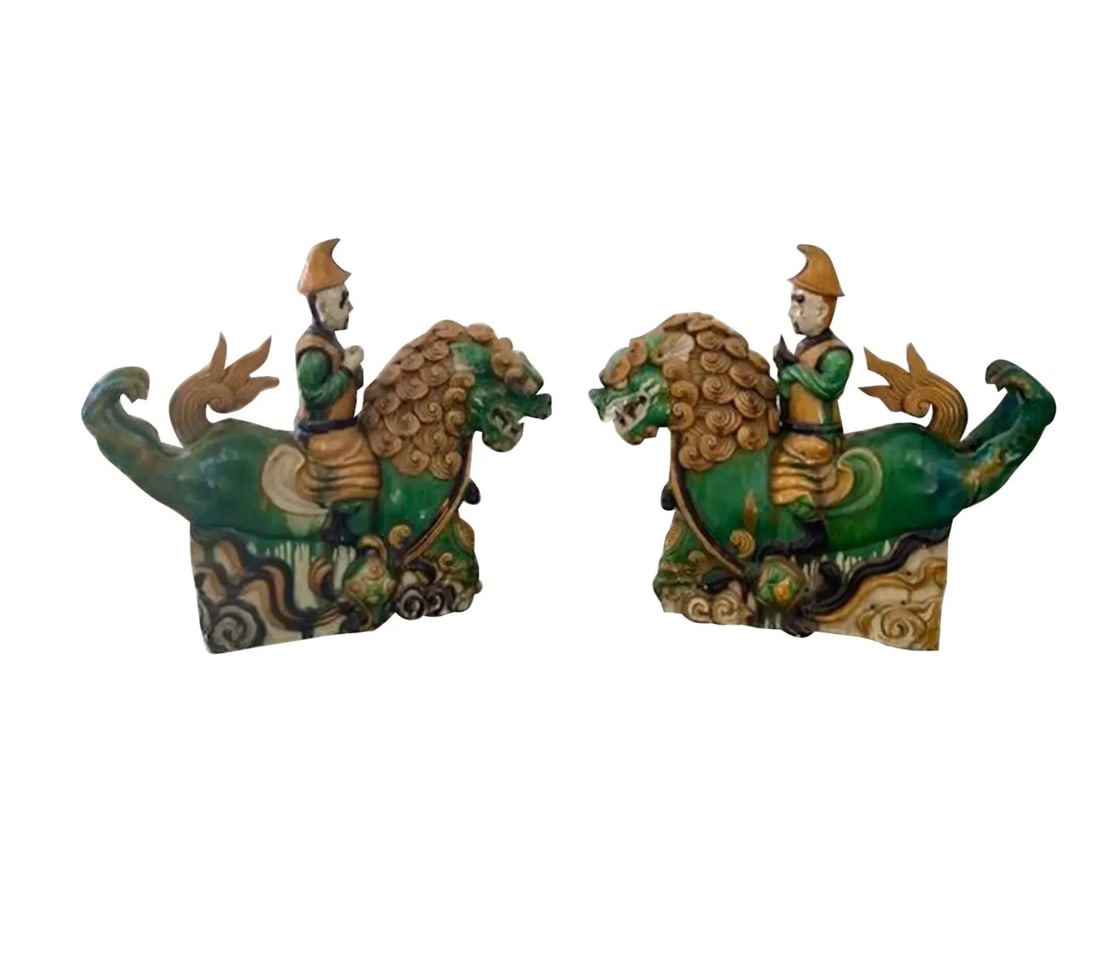 Qing Dynasty Foo Dog Roof Tiles-Pair (1 of 6)