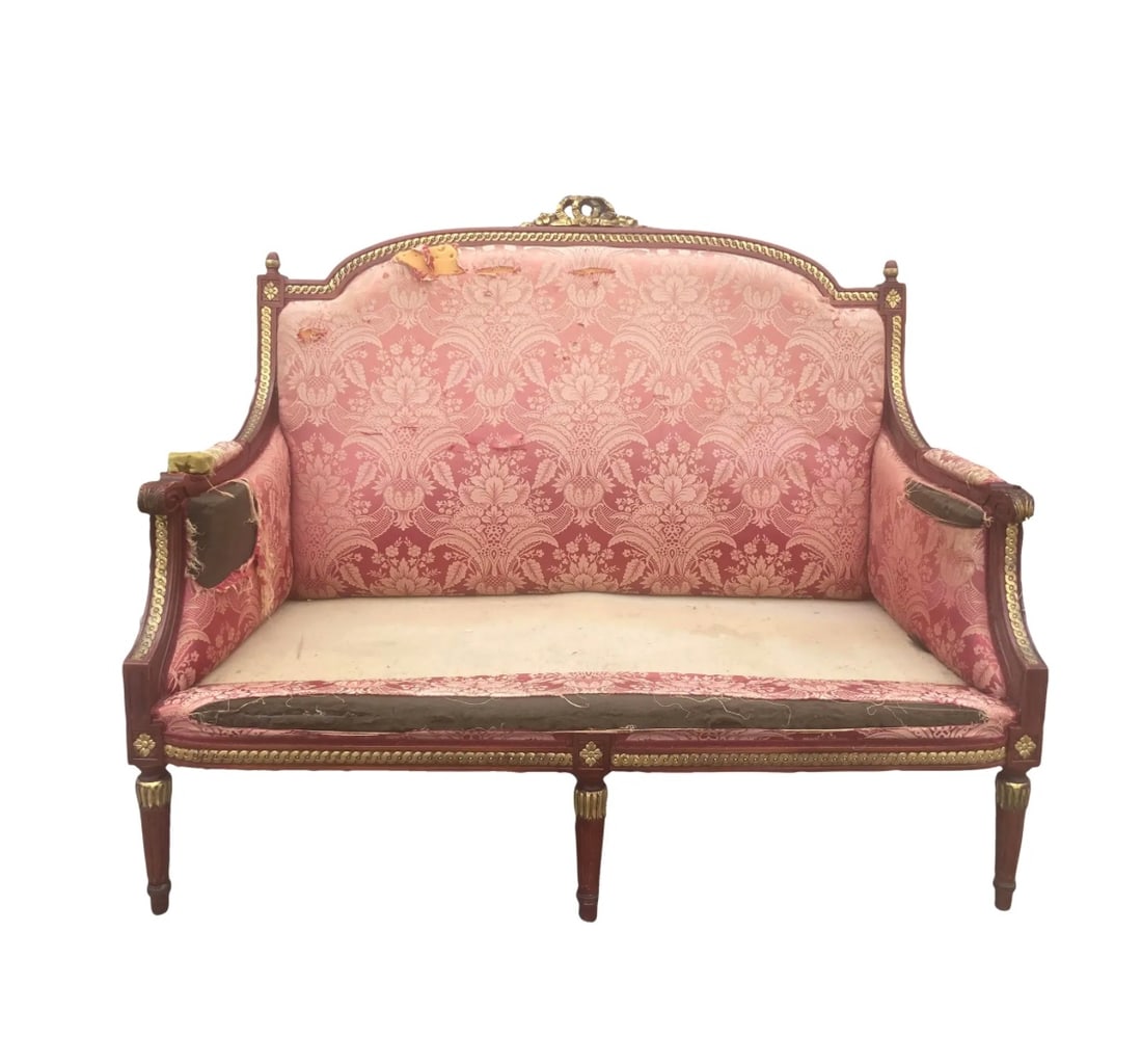 Louis XVI Settee Venetian: 54"W x 32"D x 45"H Louis XVI Style Settee from Venice. Ready for upholstery.