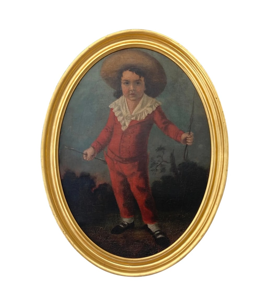 French 18th C Old Master Painting: 26"W x 2"D x 33"H French 18th C Old Master Painting. Full Figure painting of a boy.