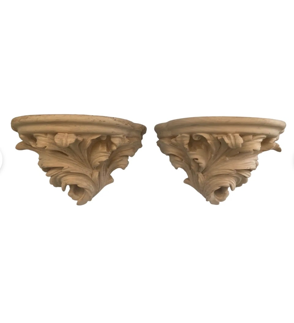 Michael Taylor Acanthus Leaf Wall Brackets Natural - a Pair (1 of 5)