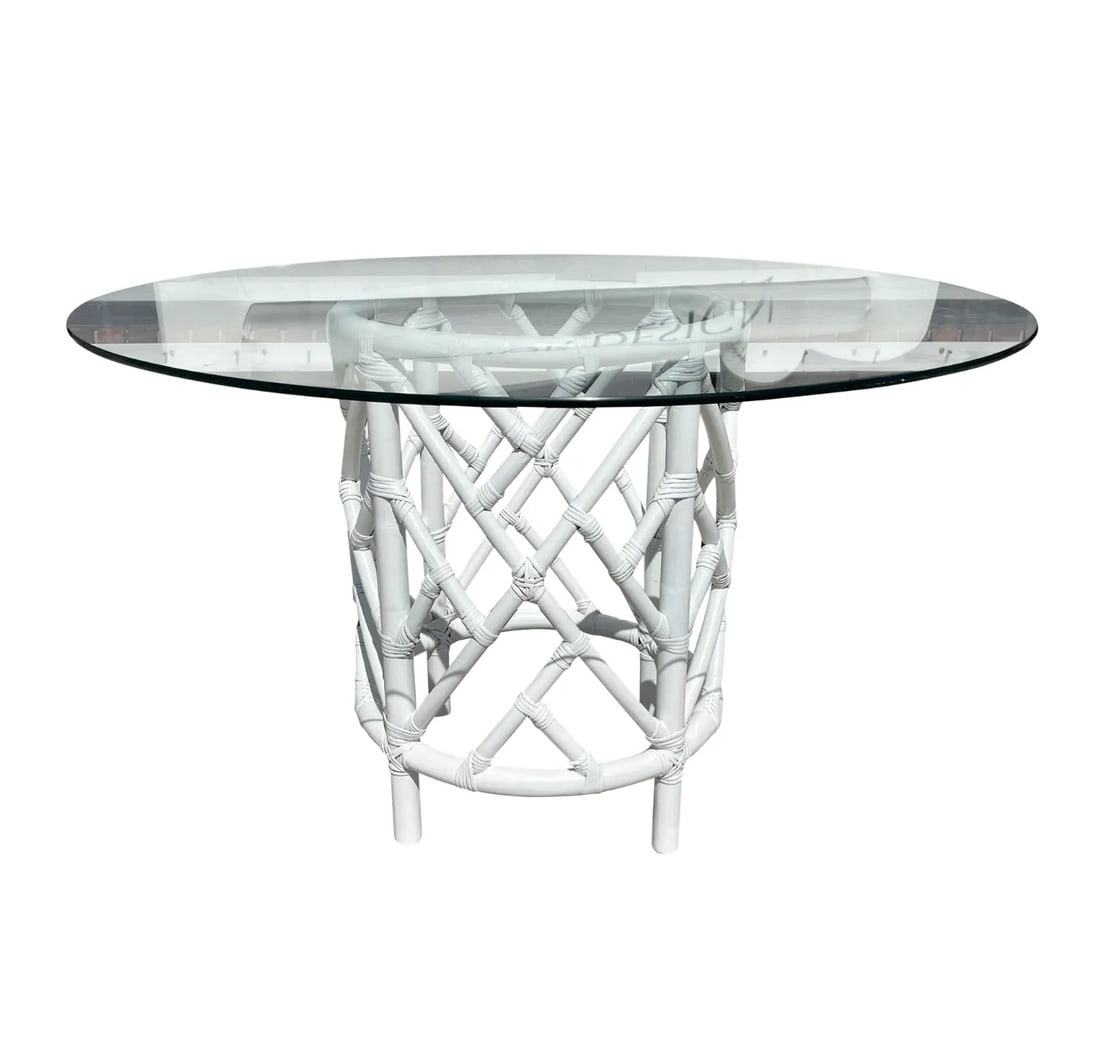 Ficks Reed Rattan Chippendale Dining Table: 48"W x 48"D x 29"H Ficks Reed Rattan Chippendale Dining Table