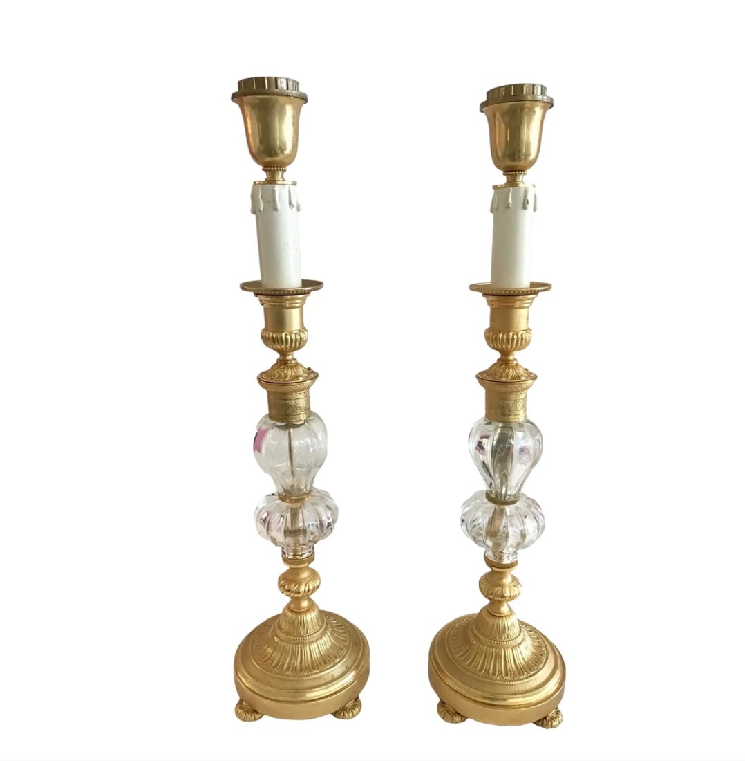 Jansen Gilt Bronze and Crystal Table Lamps-Pair (1 of 6)