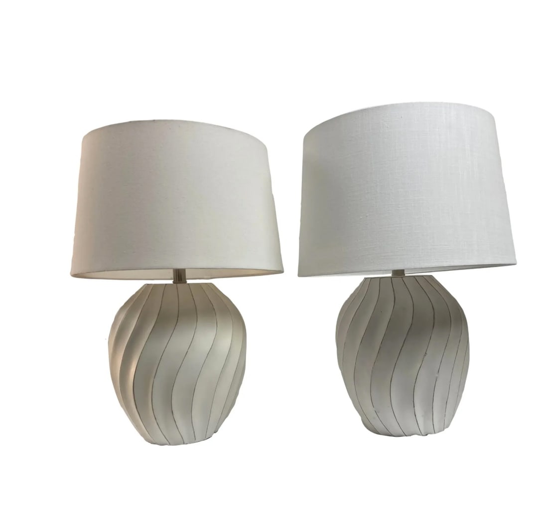 Boho Chic Organic Table Lamps-Pair: 17"W x17"D x 24"H Boho Chic Organic Table Lamps. Hand carved wood and the original finish.