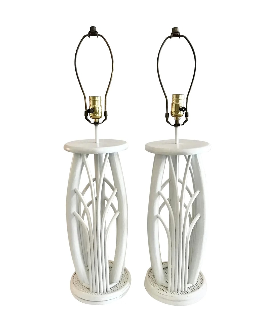 Ficks Reed Rattan Pencil Reed Table Lamps-Pair (1 of 5)
