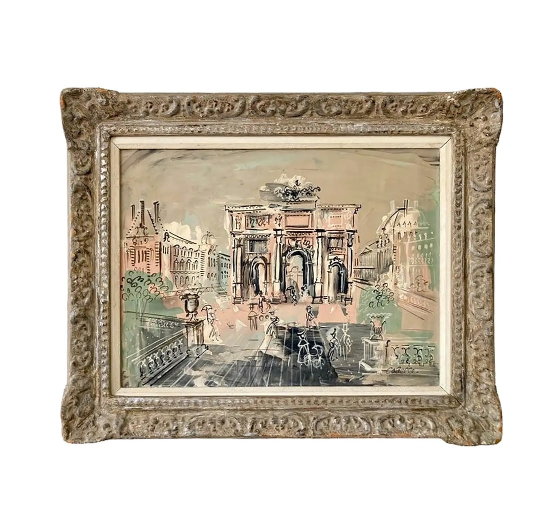 Charles Cobelle Paris Painting: 31"W x 3"D x 25"H Charles Cobelle Paris Painting. Original Papermache Frame hand crafted by the painter. Signed