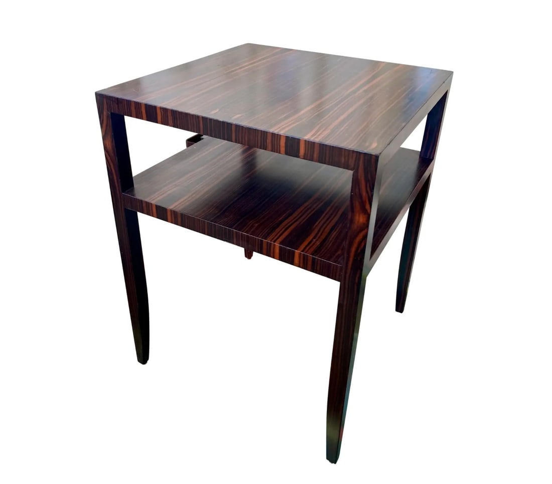 Todd Hase Michel Side Table in Macassr Ebony: 20"W x 20"D x 26"H Todd Hase designed Michel Side Table in Macassar Ebony.