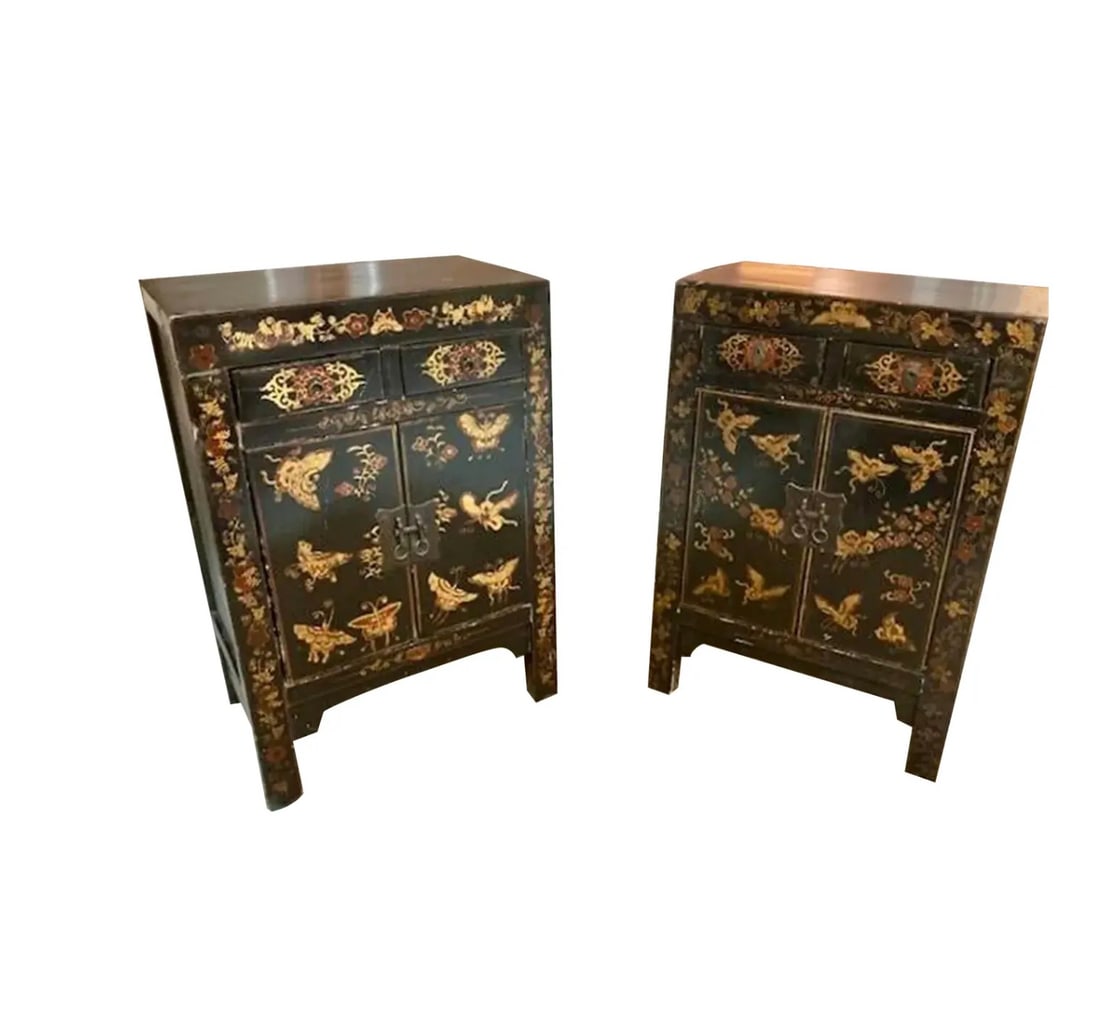 Chinoiserie Asian Butterfly Side Cabinets-Pair (1 of 5)