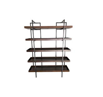 Ashley Furniture Brand Bookcase ?Starmore? Style: 5 shelf book case from Ashley Furniture with a metal frame and wood shelves. Industrial modern style. Few minor marks from moving but still in great condition! Retails brand new for $580.