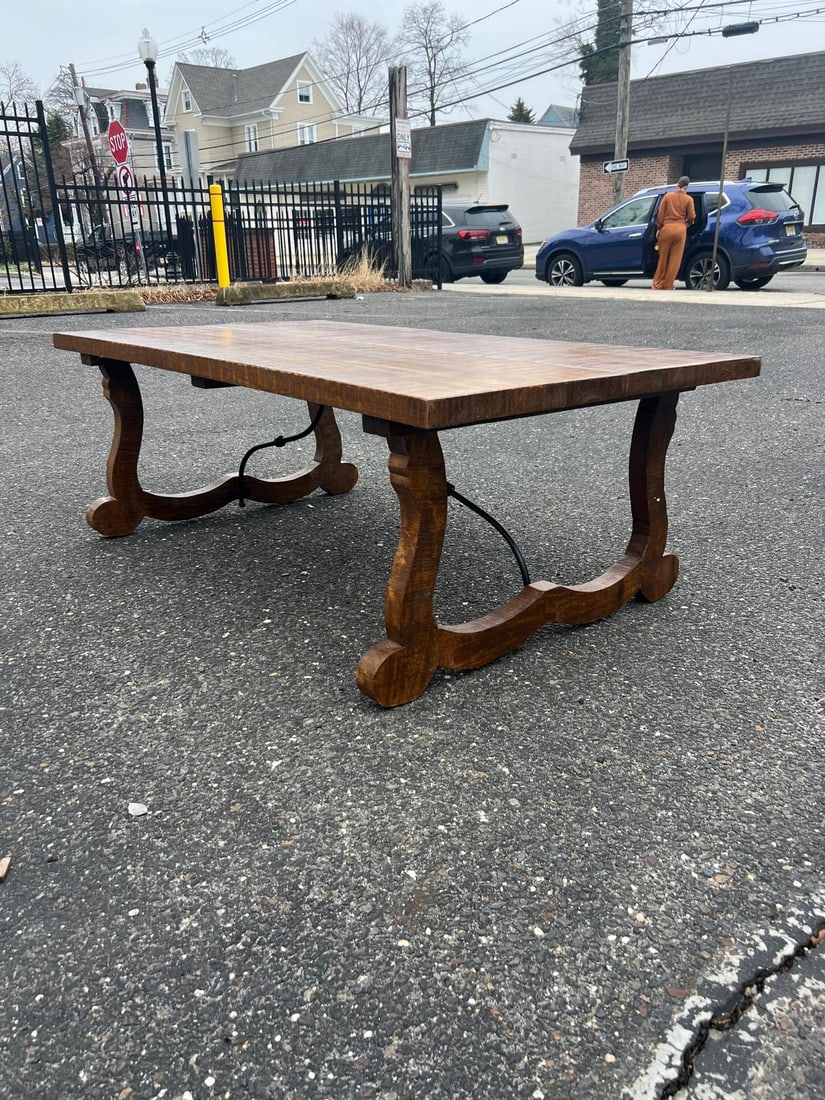 Vintage Solid Wood Trestle Dining Table - 2