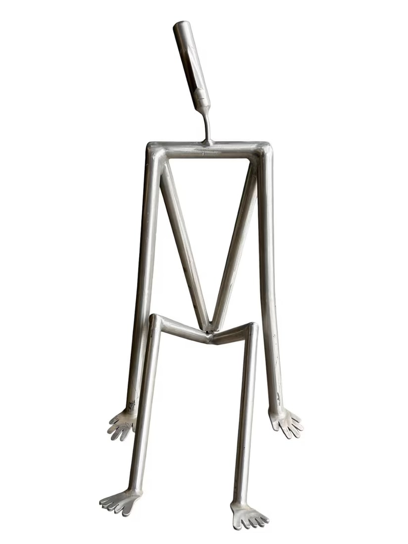 Aluminum Sculpture by artist Louise Matlock for Rockledge Design Studios: Limited edition post-modern sculpture made from marine grade aluminum by artist Louise Matlock for Rockledge Design Studios. This human form is depicted in a minimalist abstract form. It shows the