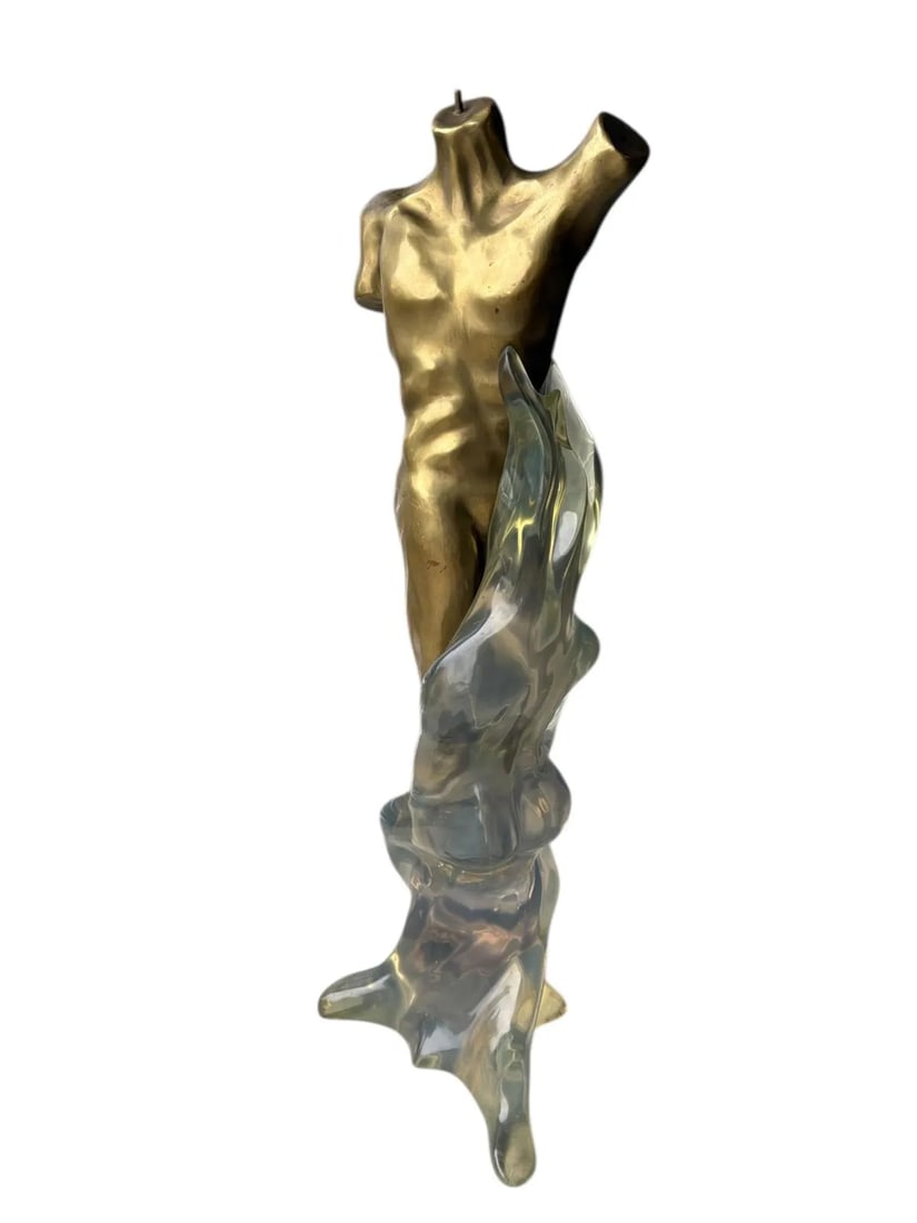Brass & Lucite Sculpture Abstract Art Deco Revival (1 of 7)