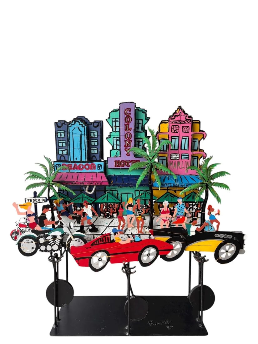 1st of 60 Art Deco Limited Edition South Beach Kool Metal Kinetic Sculpture by Fredrick Prescott (1 of 8)
