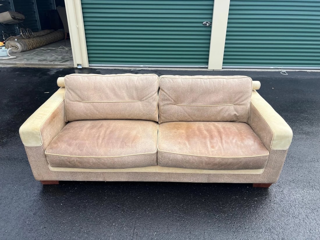 Vintage Two-Tone Leather Sofa - 2