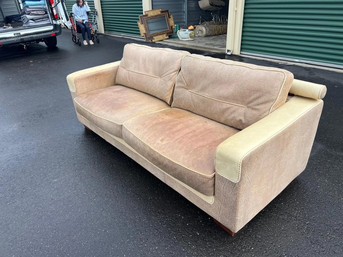Vintage Two-Tone Leather Sofa - 3