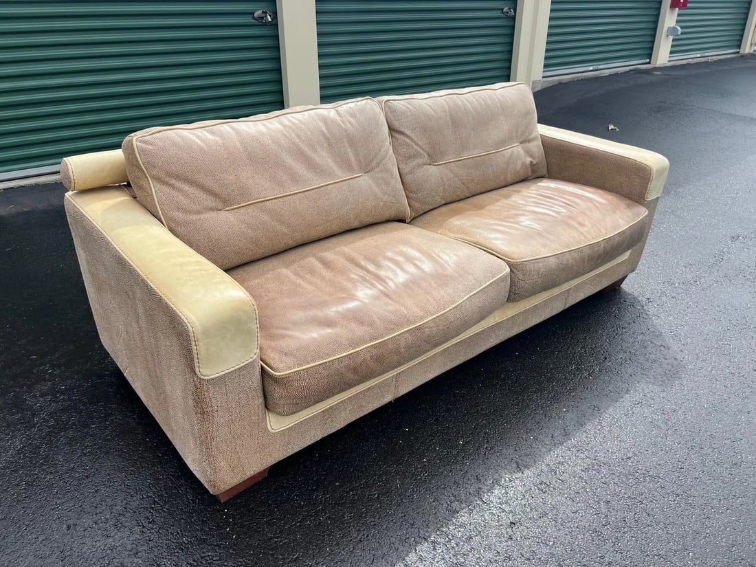 Vintage Two-Tone Leather Sofa - 4