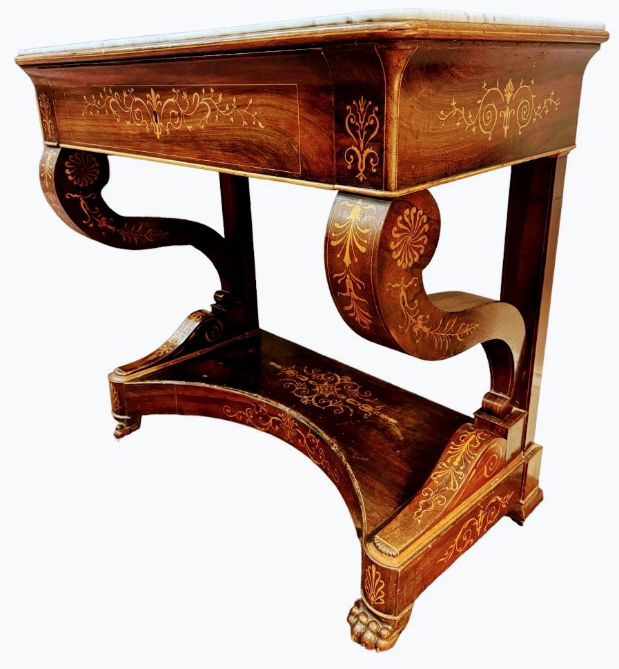 FRENCH CHARLES X MARQUETRY INLAID ROSEWOOD DRESSING TABLE (1 of 6)