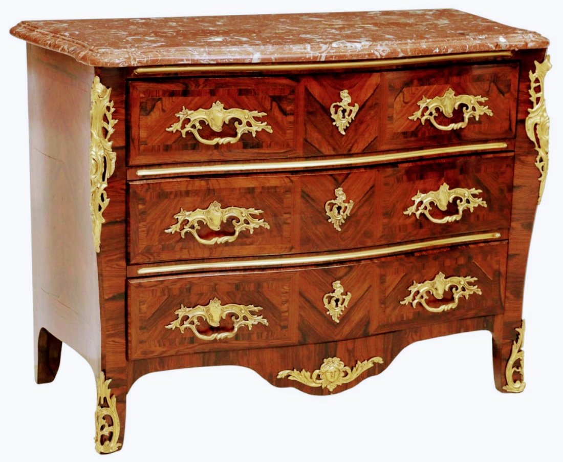 Regence style marble-top commode, 19th C (1 of 3)