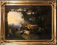 Oil on canvas of farm yard scene , signed