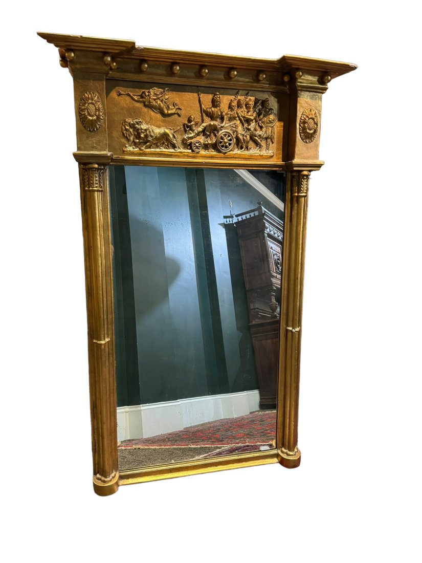 19th C chariot gilt wood Regency style mirror (1 of 3)