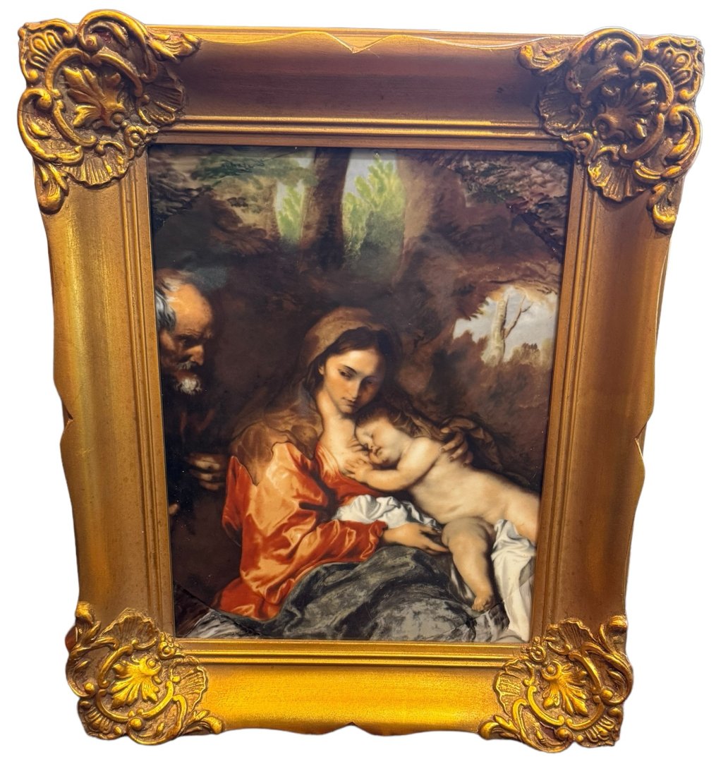 Framed KPM style porcelain plaque (1 of 4)