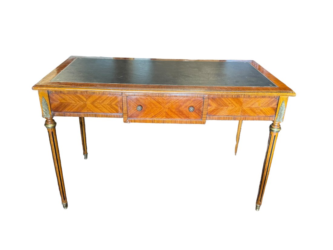 French inlaid leather top desk (1 of 5)