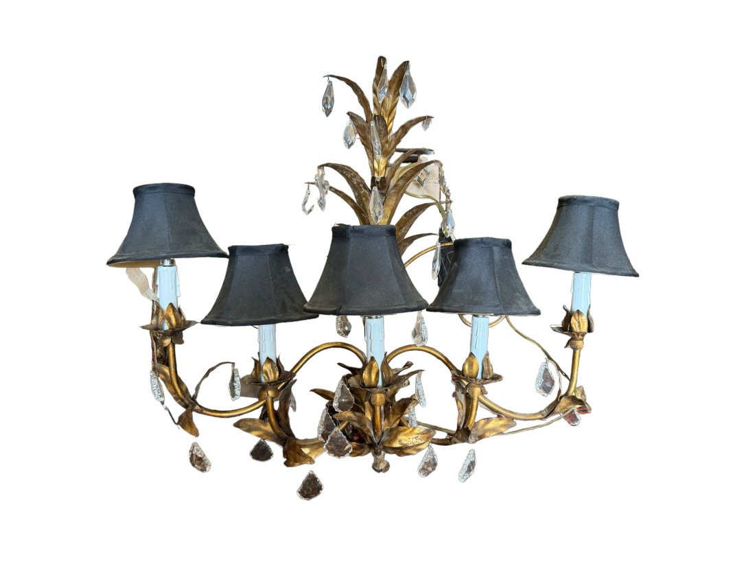 Gilt metals and crystal 5 light wall sconce (1 of 3)
