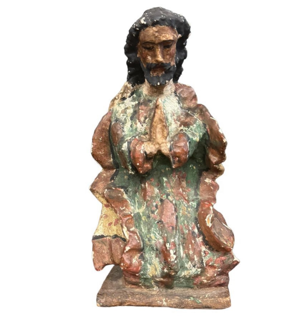 18th Century Polychrome Wood Carved Santos Figure of Christ. Measures (1 of 4)