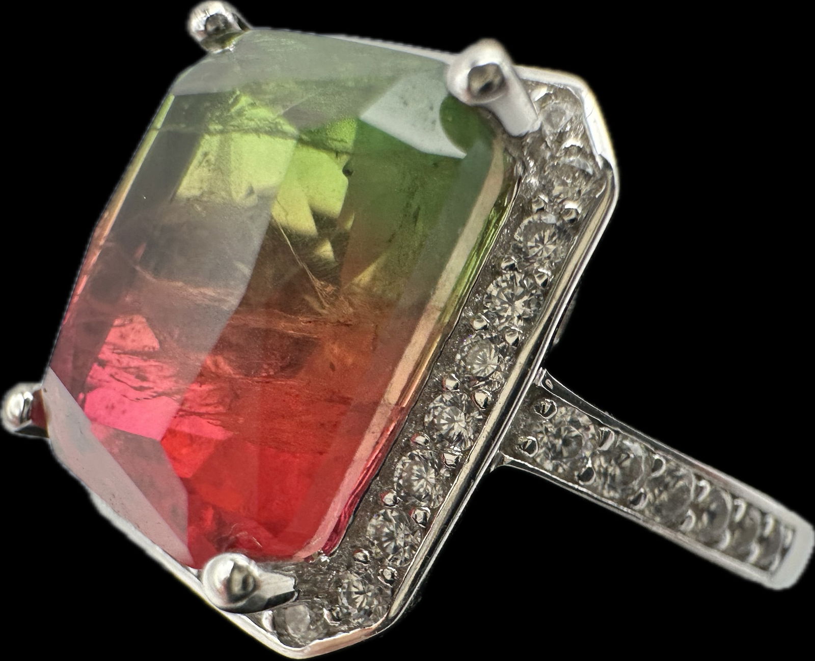 Elegant 6.20 ct Watermelon Quartz Designer Ring (1 of 5)