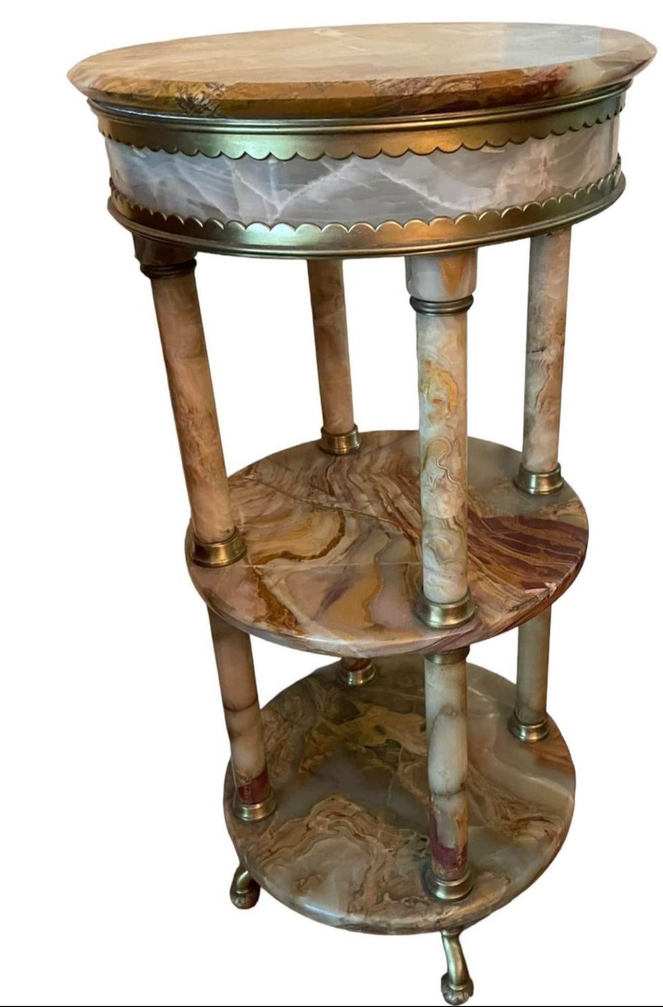 French 19c onyx 3 tier pedestal column (1 of 3)