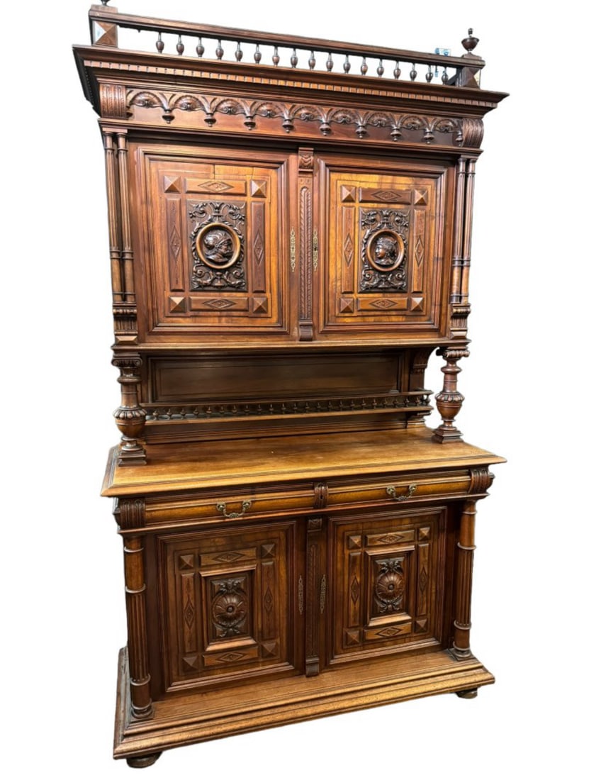 Italian Renaissance style 19th century walnut cabinet , (1 of 5)