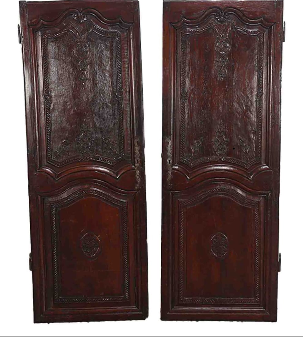 Pair of nineteenth century carved oak cabinet doors. Ht: 61.25" Wd: 22.25" (1 of 6)