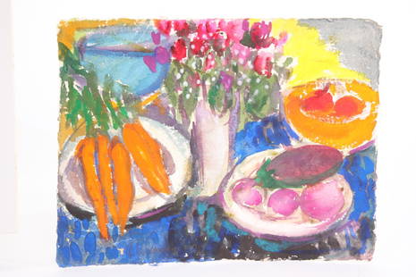 PHILOMENE BENNETT Watercolor Still Life Painting: A still life painting by listed artist Philomene Dosek Bennett (American, b. 1935). Watercolor on hand made paper. Signed lower left recto “Philomene ’09”. Provenance: From the estate of