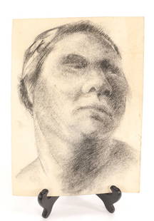 LOUIS MARAK Native American Portrait Drawing: A lovely portrait of a Native American female by listed artist Lou Marak (American, b. 1935). Pencil on paper. There is an additional sketch on the verso as well. Provenence: From the estate of