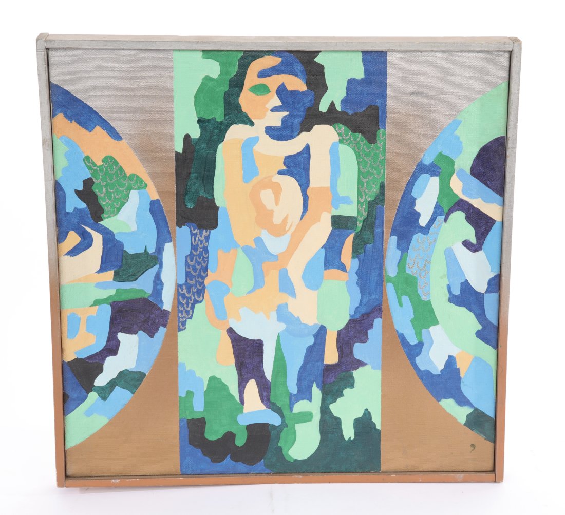 LAWRENCE MACARAY Oil/ Canvas 1968 Cubism Abstract Painting (1 of 12)