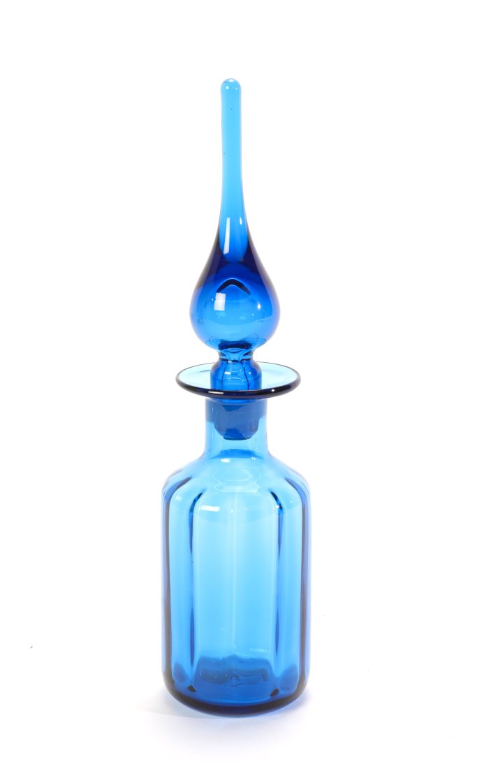 Mid Century Sapphire Blue Glass Decanter (1 of 5)