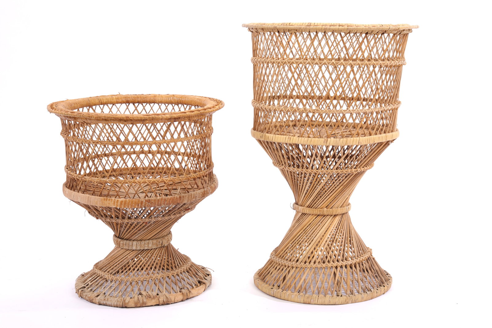 Pair WICKER PLANTERS JARDINIÈRES Mid-Century Modern (1 of 5)