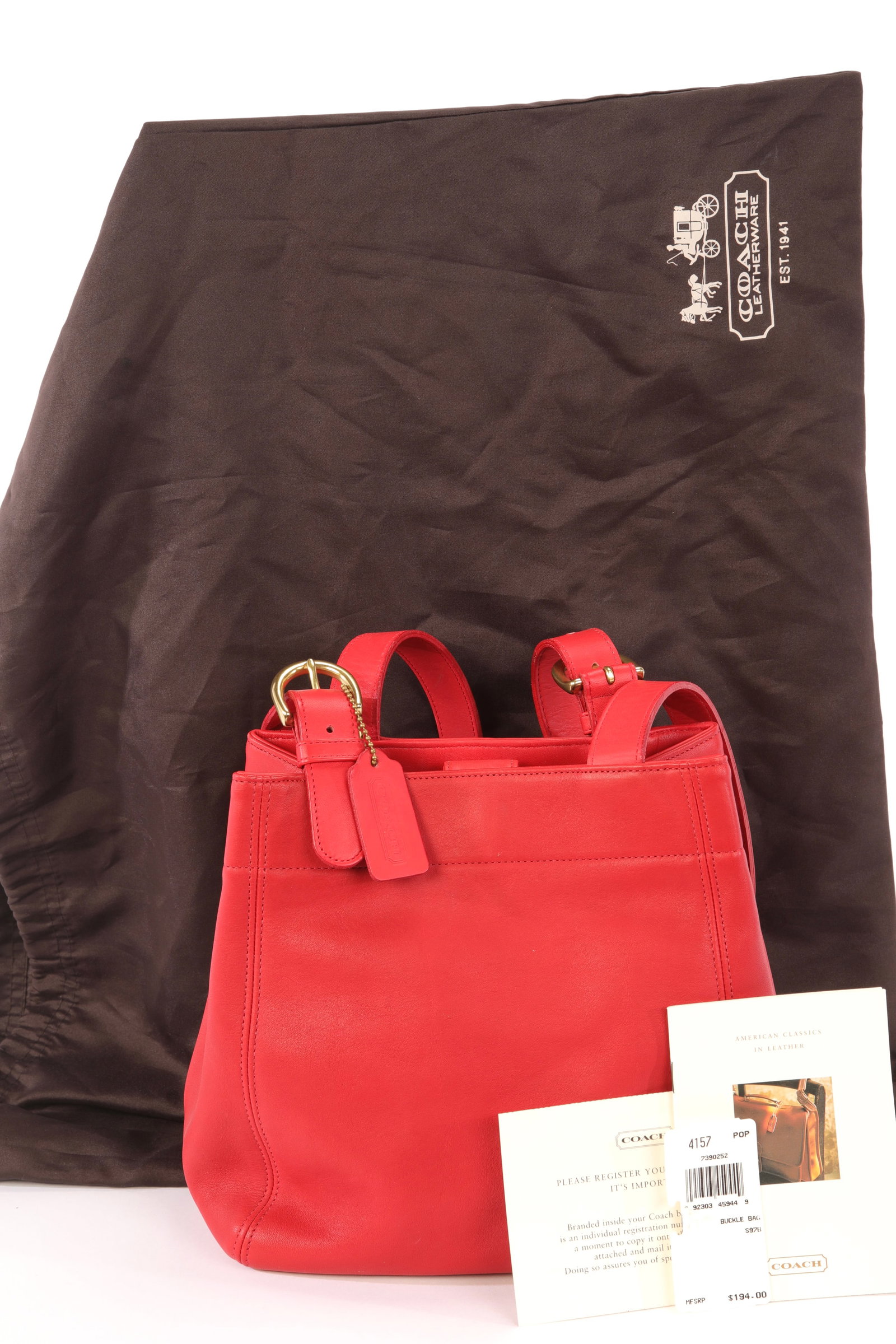 COACH Designer Red Leather Handbag w/ Dustbag & Paperwork (1 of 9)