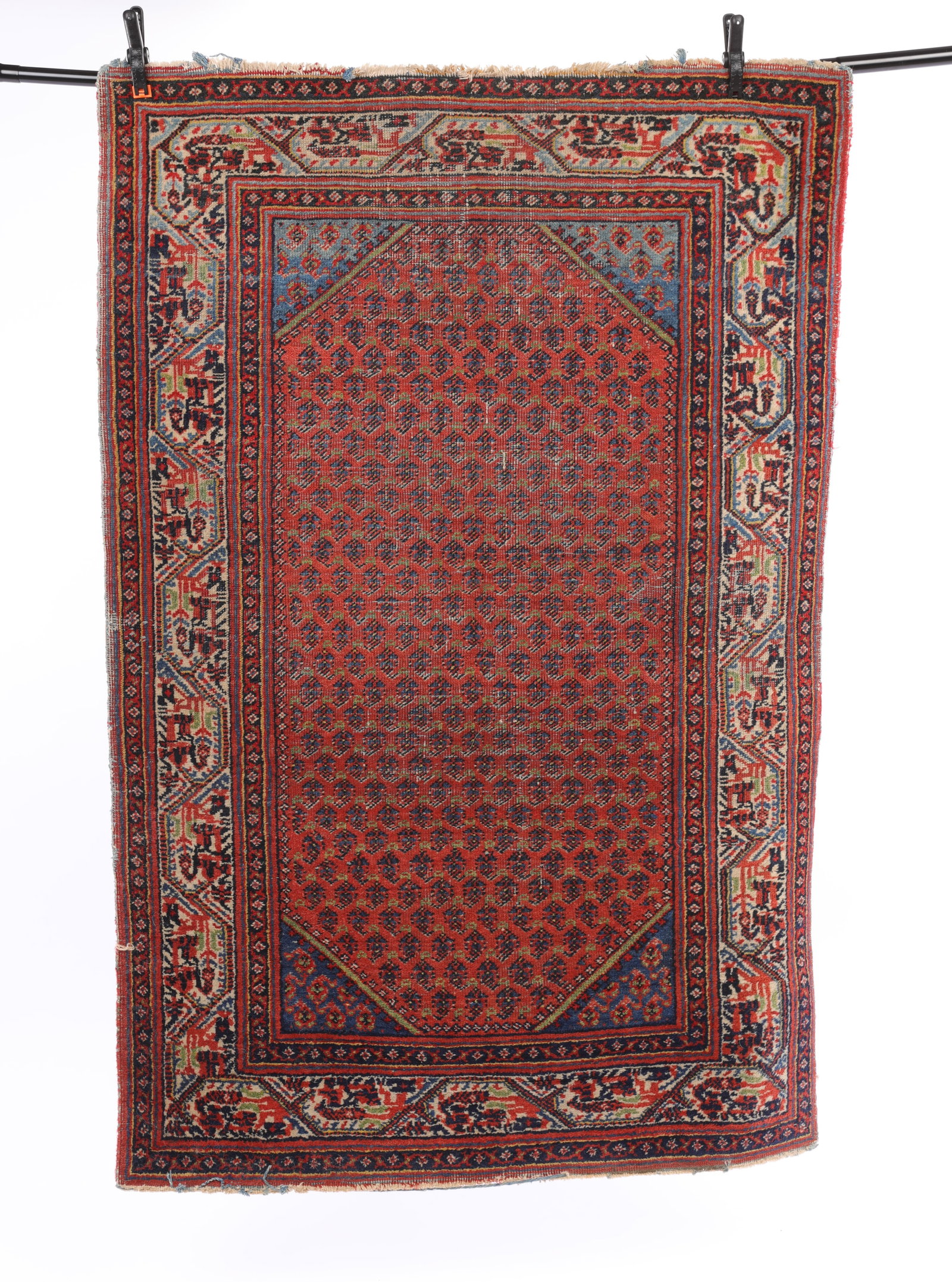 PERSIAN CARPET Area Rug 60" X 40": A nice hand-woven Persian carpet area rug. Retains original tag on verso: Ayakia Bros. Made in Iran. Measures: 60" x 40" x 1/8" Can be rolled or folded for more compact shipping.