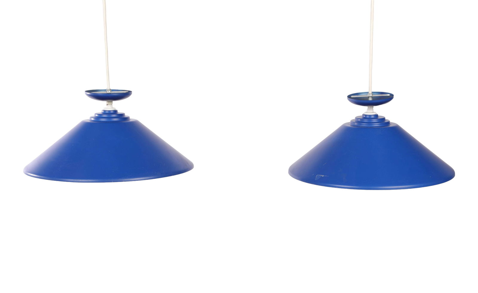 INDUSTRIAL Vintage Blue & White METAL PENDANT LIGHTS (1 of 7)