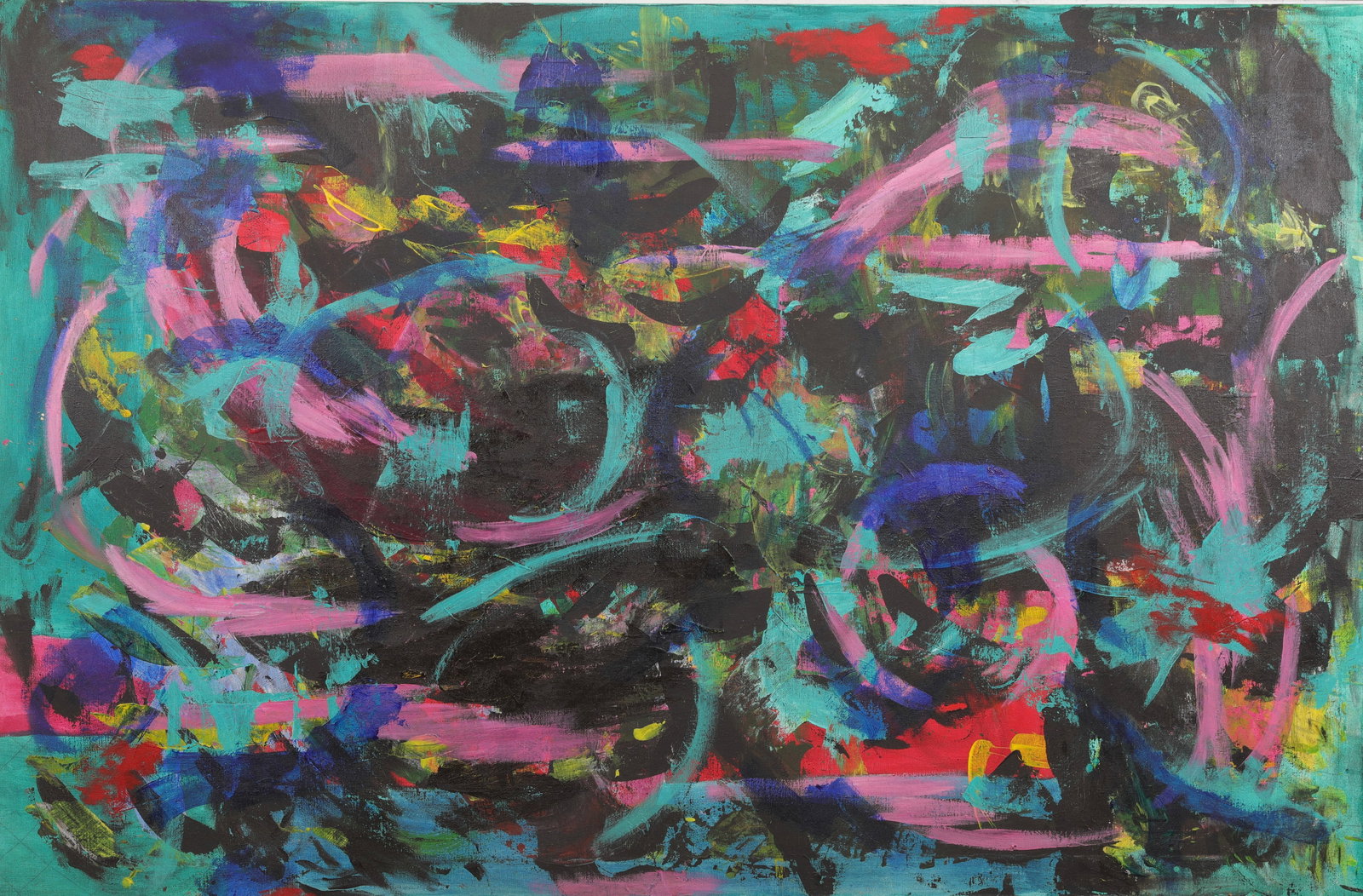 1950's ABSTRACT Oil/Canvas Painting 45" x 72" (1 of 8)