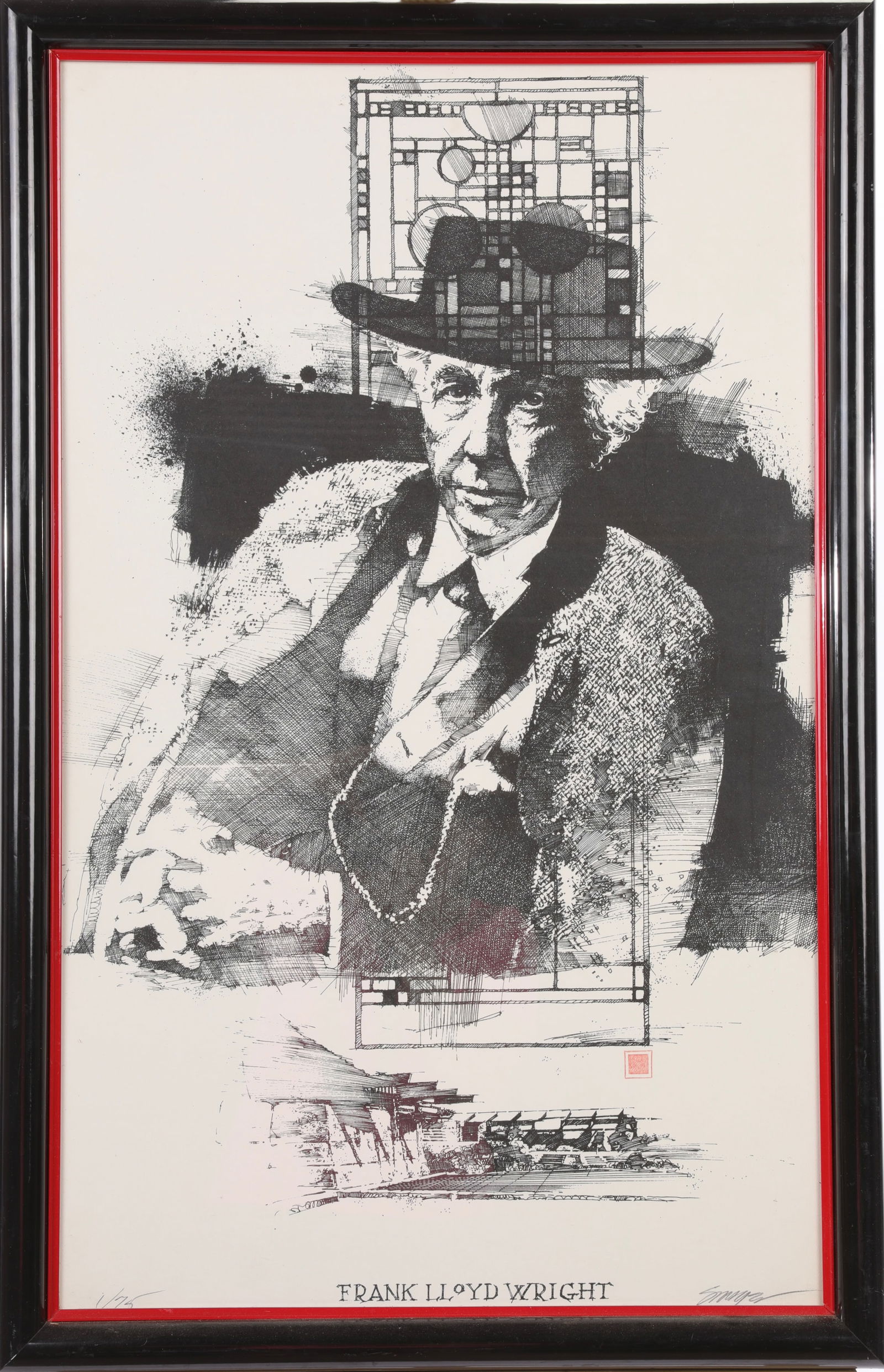 FRANK LLOYD WRIGHT Lithograph Limited Edition SIGNED/# (1 of 7)