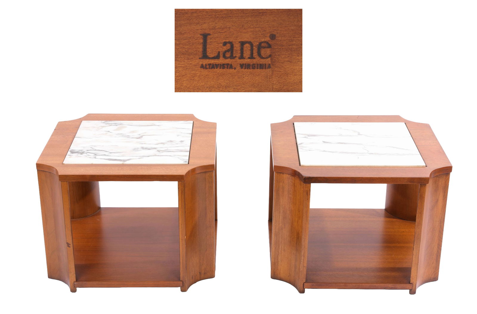 2 LANE Mid-Century Modern Marble Top END/ SIDE TABLES (1 of 8)