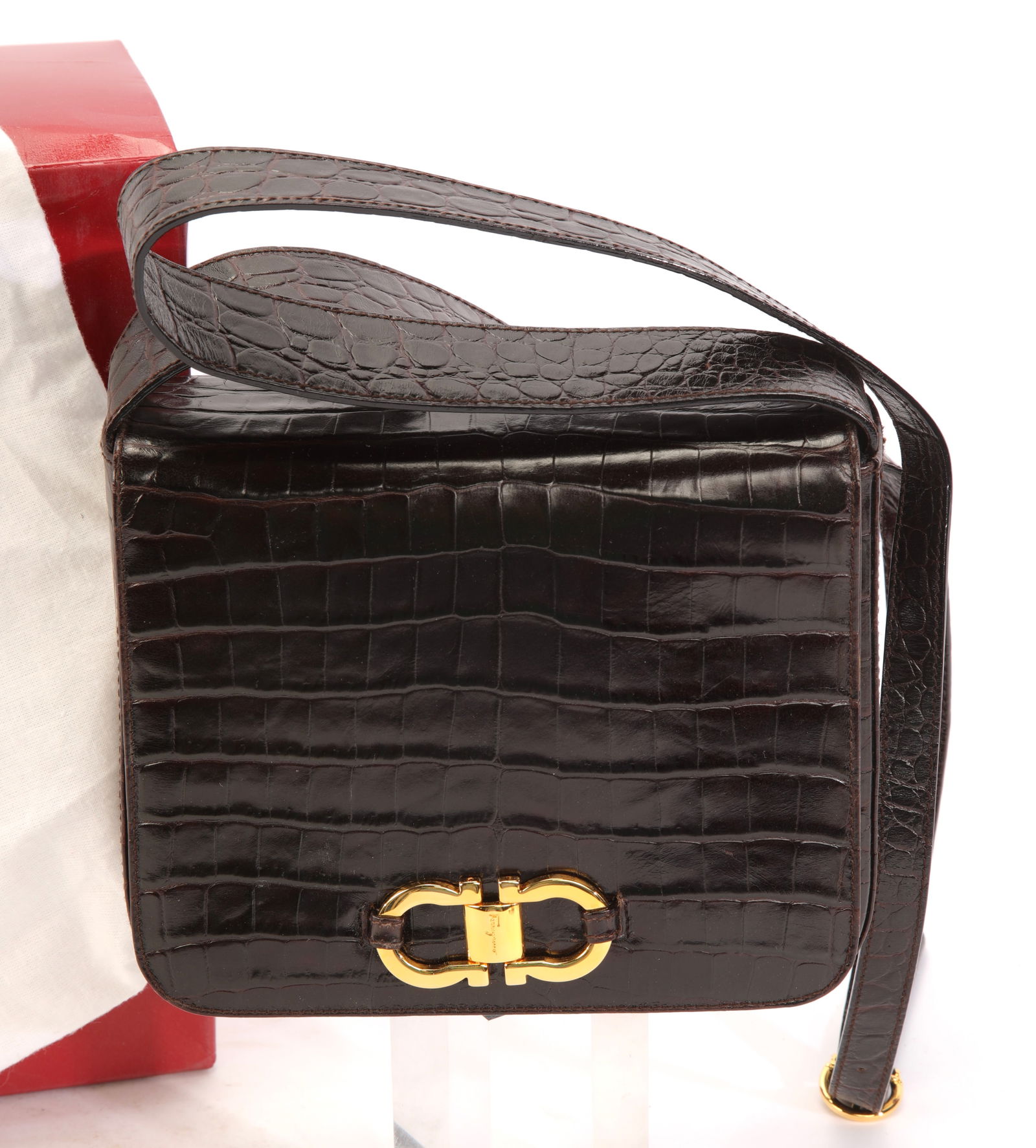 SALVATORE FERRAGAMO Designer Crocodile Handbag w/ Dust Bag (1 of 7)