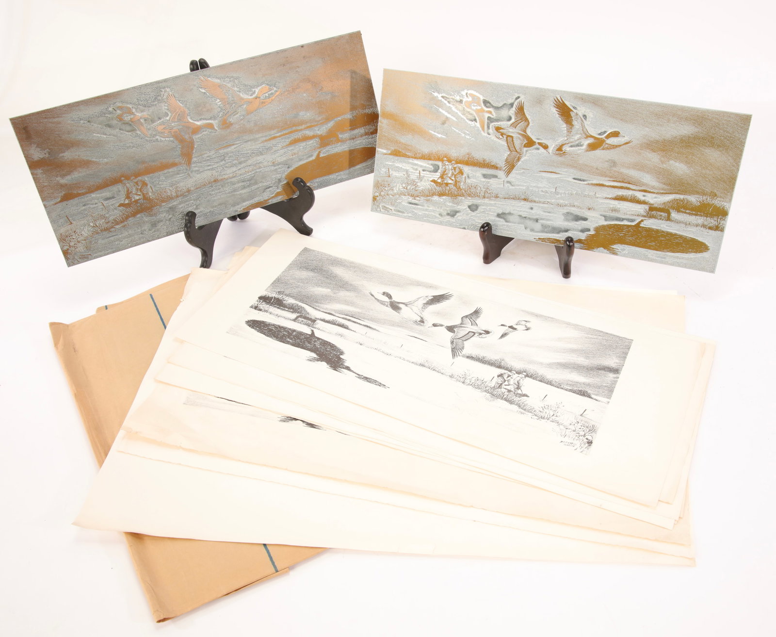 BERNARD MARTIN 2 Orig. Engraved Printer Plates & 10 Prints THOMAS HART BENTON Student (1 of 7)