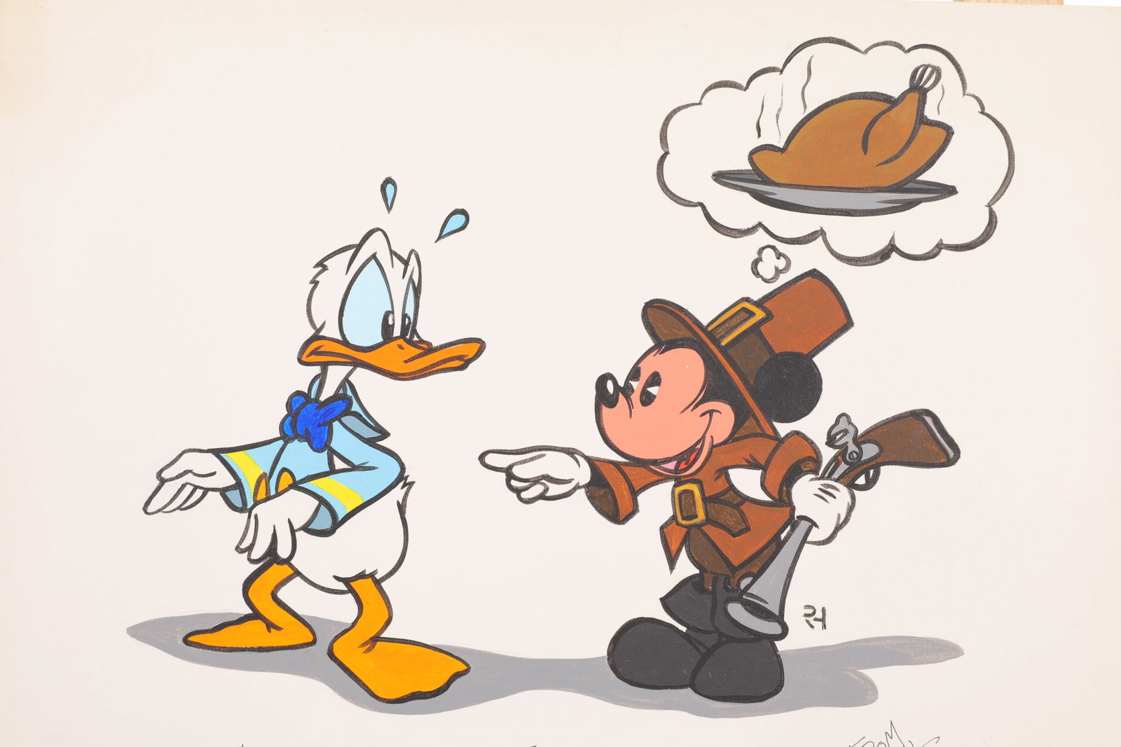 RAY HALLER Original Disney Cartoon Art Drawing Mickey & Donald PROVENANCE (1 of 4)