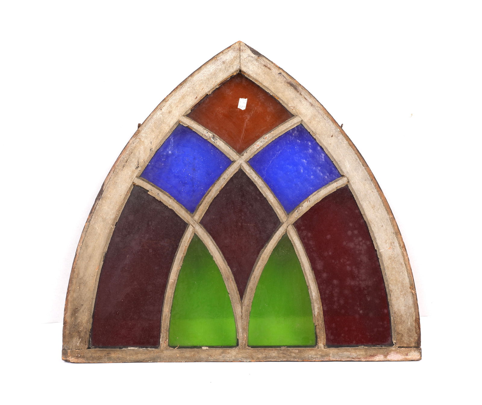 ARCHED STAINED GLASS WINDOW ANTIQUE ARCHITECTURAL SALVAGE (1 of 8)