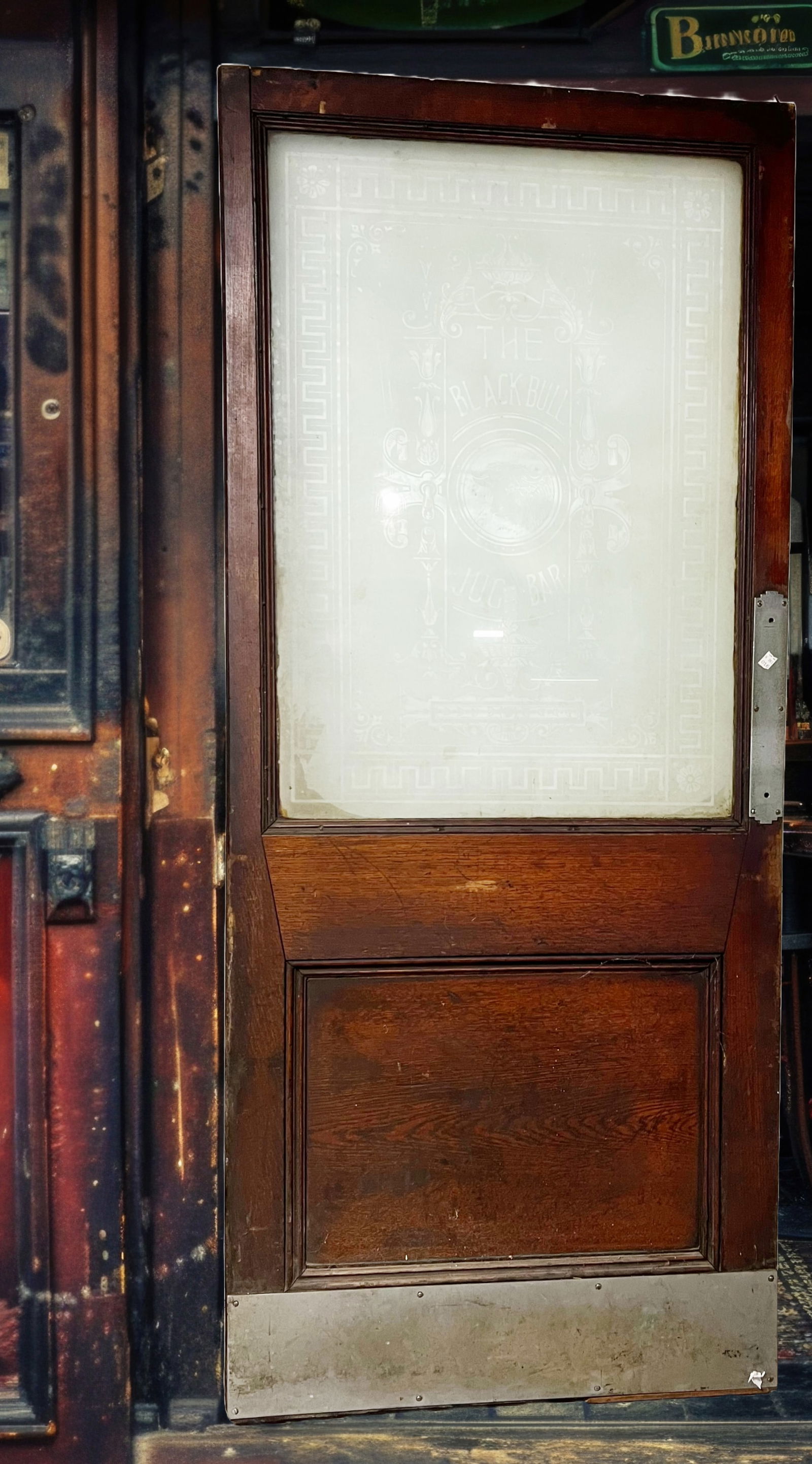 THE BLACK BULL JUG BAR English Pub Victorian Etched Glass Window Door (1 of 11)