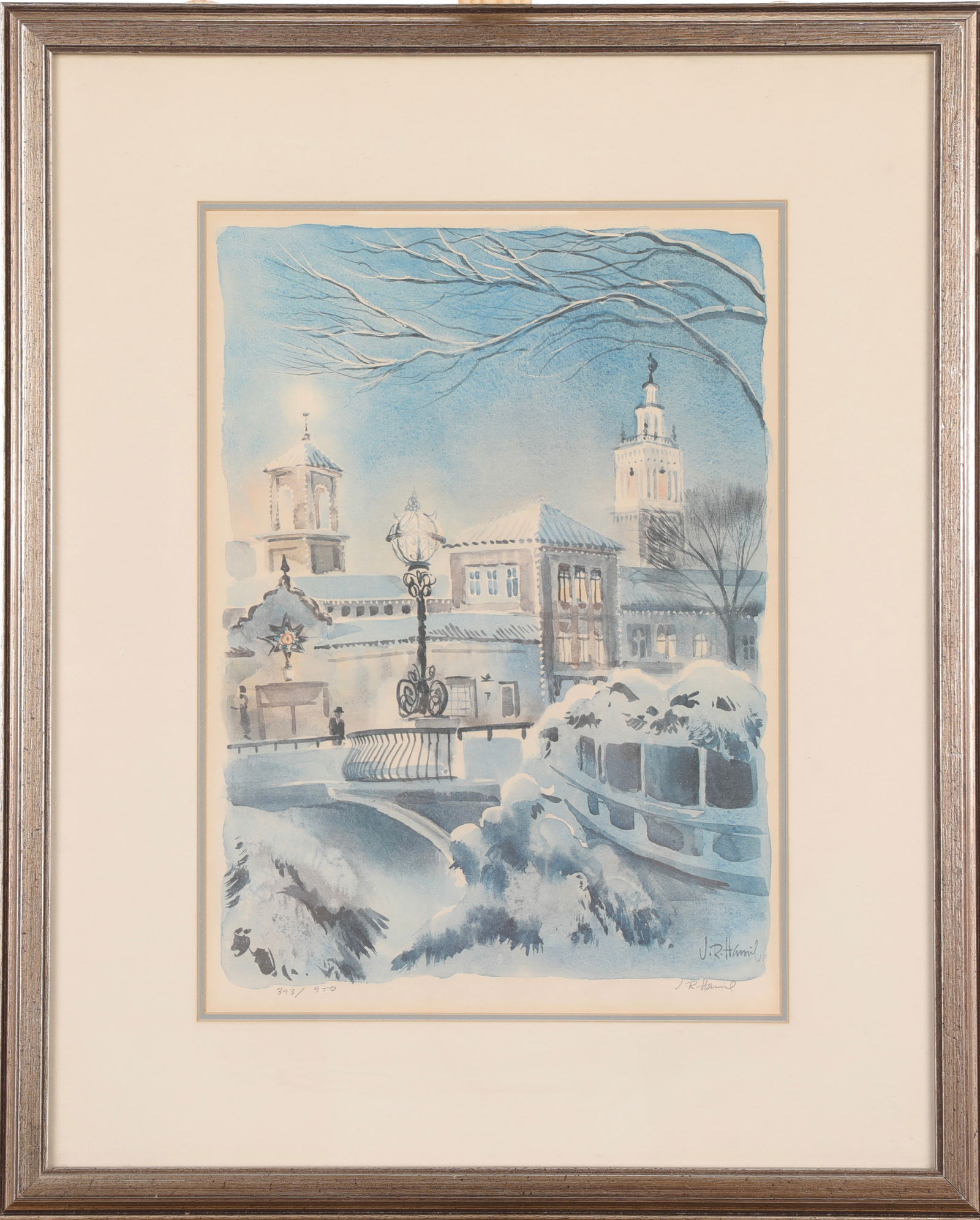 J.R. HAMIL Signed/# Lithograph Winter on the Plaza Kansas City (1 of 6)