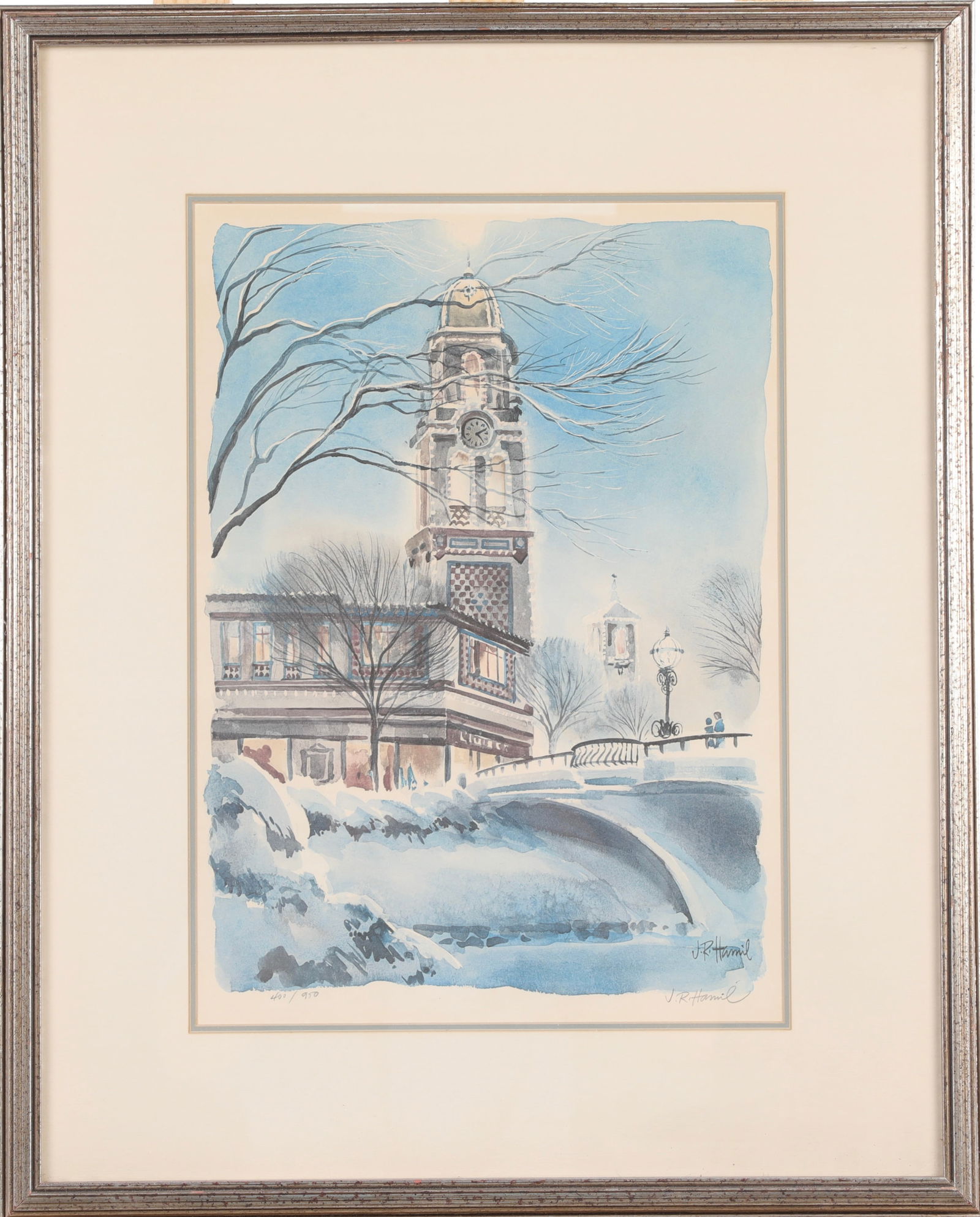 J.R. HAMIL Signed/# Lithograph Winter on the Plaza Kansas City (1 of 5)